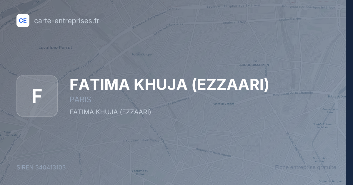 FATIMA KHUJA (EZZAARI) — 340413103 — fiche entreprise