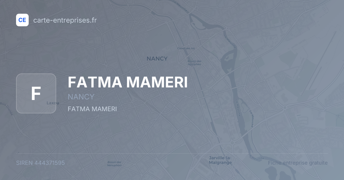 FATMA MAMERI — 444371595 — fiche entreprise
