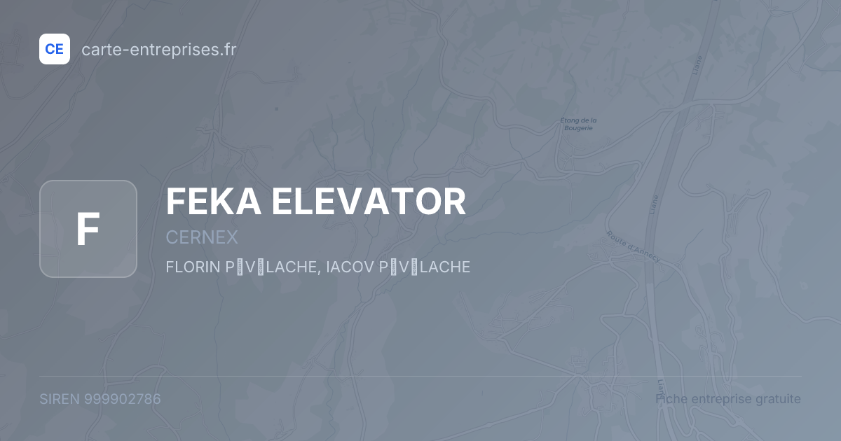 FEKA ELEVATOR — 999902786 — fiche entreprise