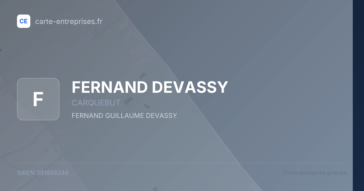 FERNAND DEVASSY — 391958246 — fiche entreprise