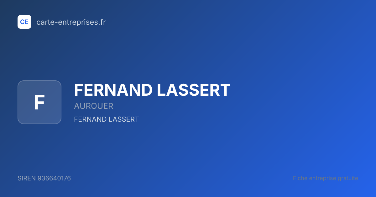 FERNAND LASSERT — 936640176 — fiche entreprise