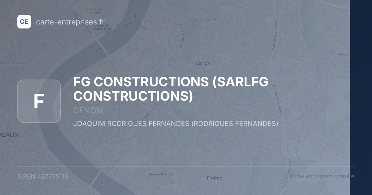 FG CONSTRUCTIONS (SARLFG CONSTRUCTIONS) — 487775116 — fiche entreprise