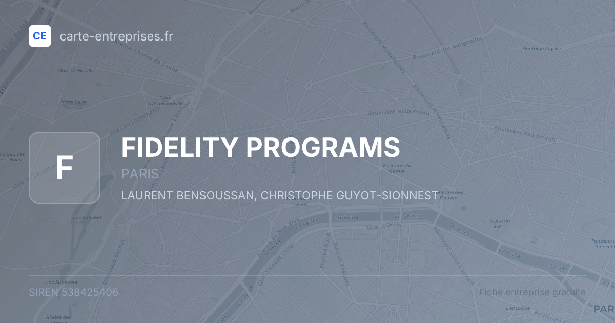 FIDELITY PROGRAMS — 538425406 — fiche entreprise