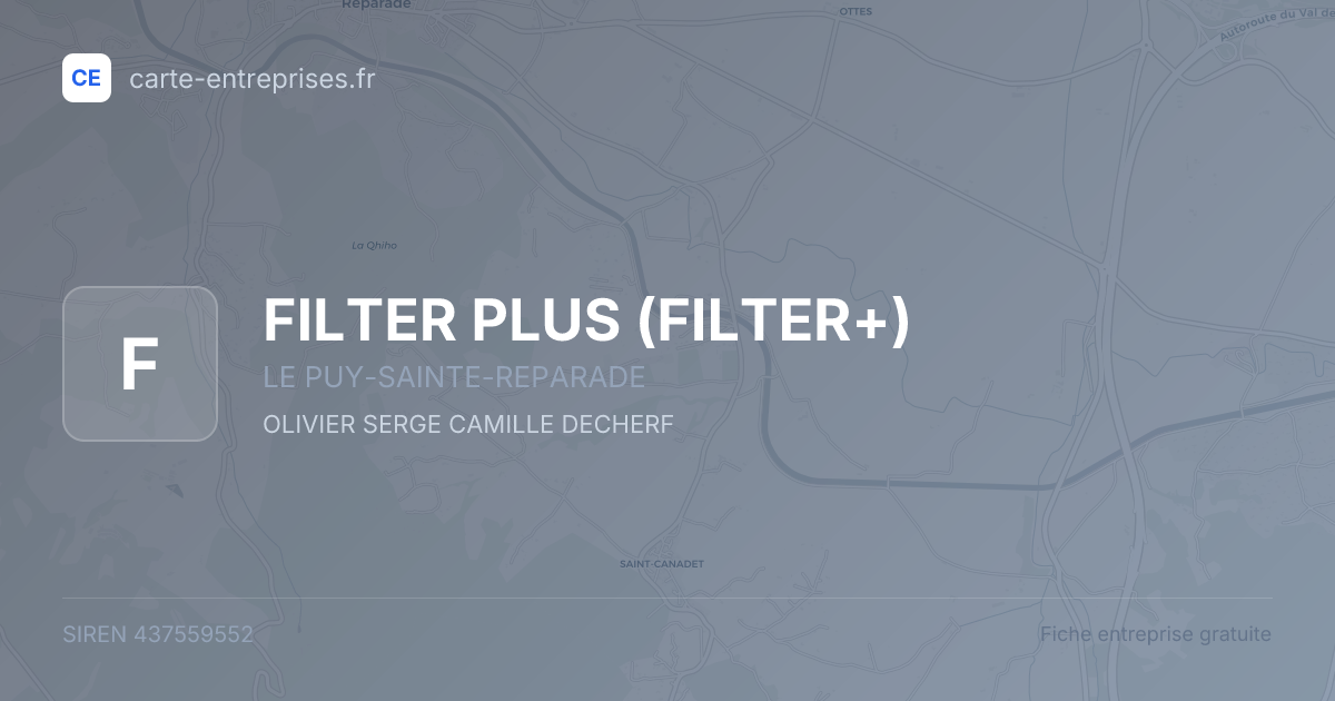 FILTER PLUS (FILTER+) — 437559552 — fiche entreprise