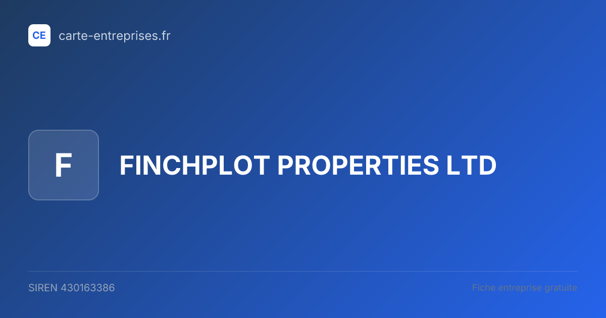 FINCHPLOT PROPERTIES LTD — 430163386 — fiche entreprise