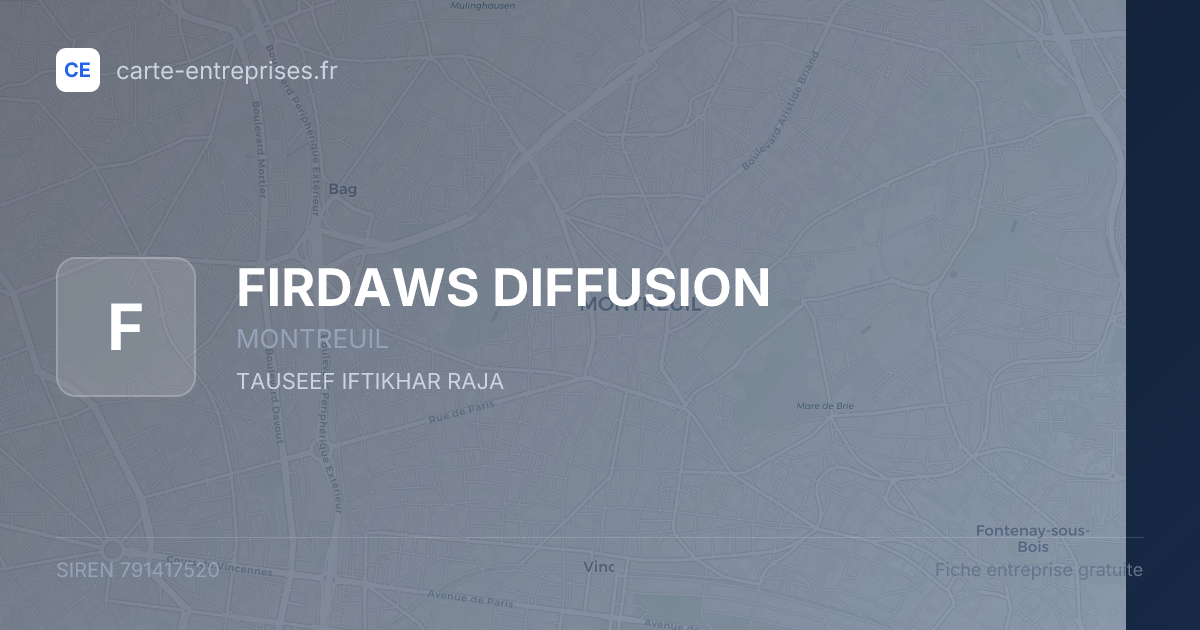 FIRDAWS DIFFUSION — 791417520 — fiche entreprise