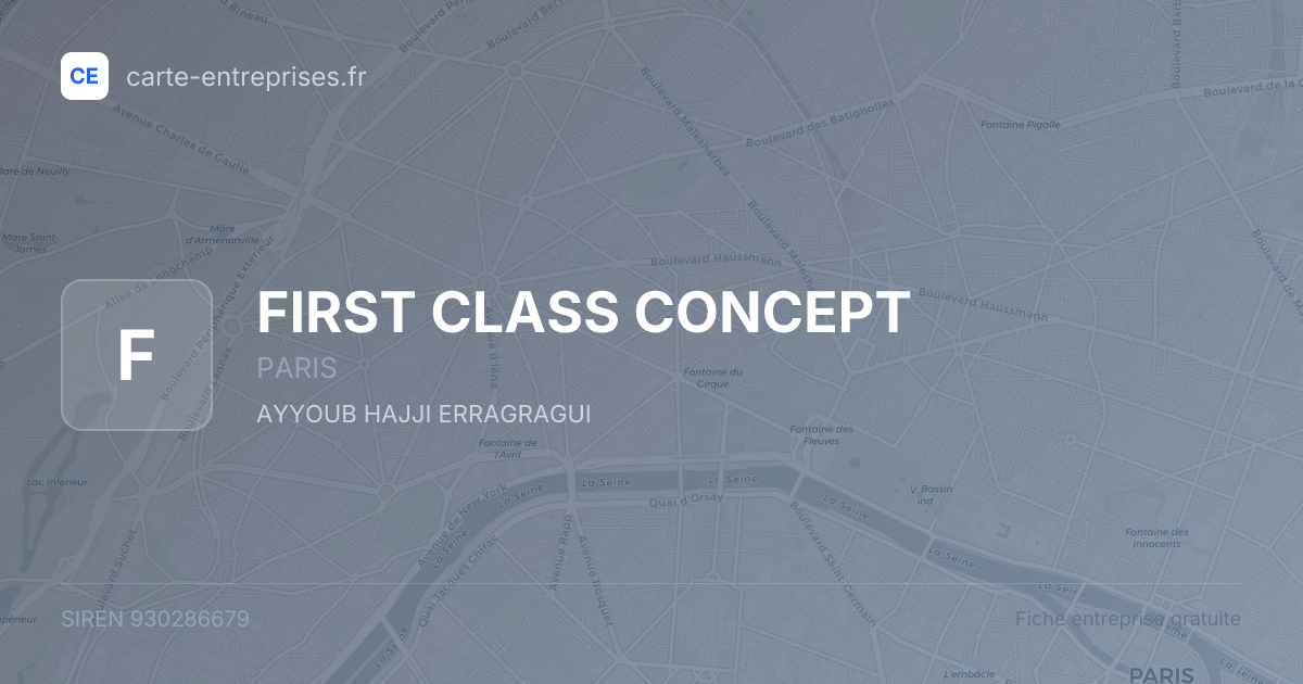 FIRST CLASS CONCEPT — 930286679 — fiche entreprise