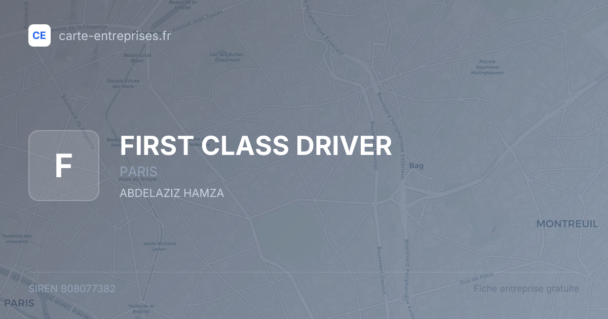 FIRST CLASS DRIVER — 808077382 — fiche entreprise