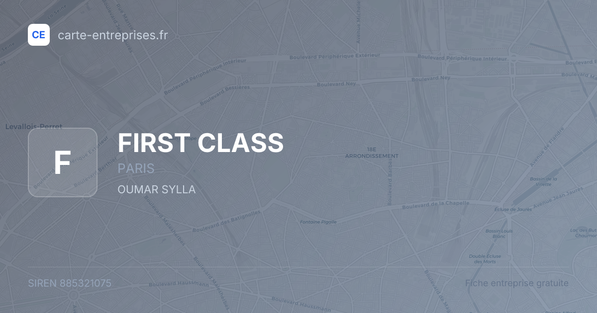 FIRST CLASS — 885321075 — fiche entreprise