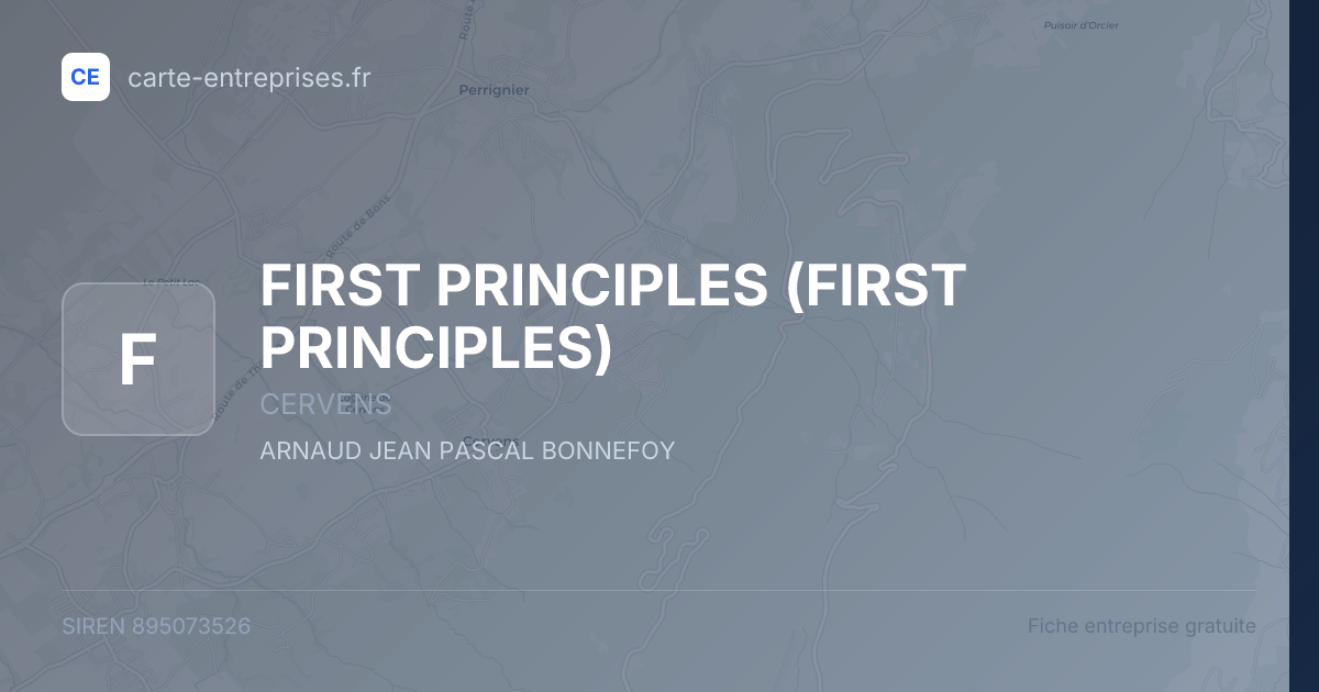 FIRST PRINCIPLES — 895073526 — fiche entreprise