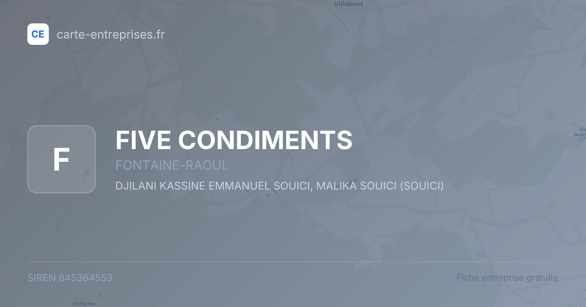 FIVE CONDIMENTS — 845364553 — fiche entreprise