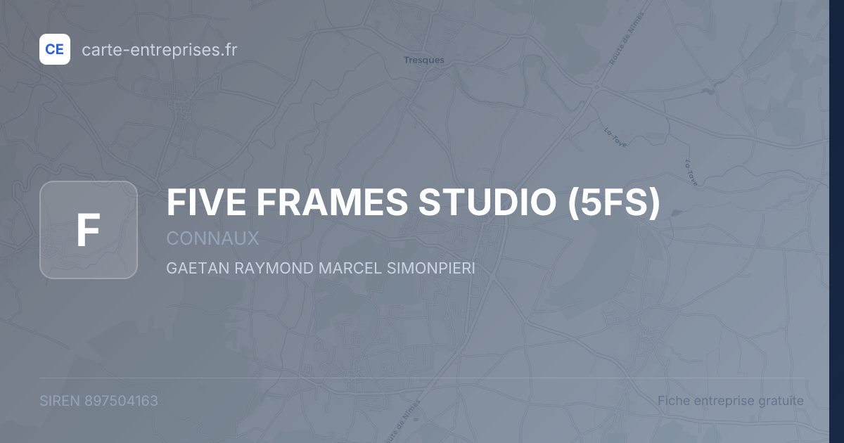 FIVE FRAMES STUDIO (5FS) — 897504163 — fiche entreprise