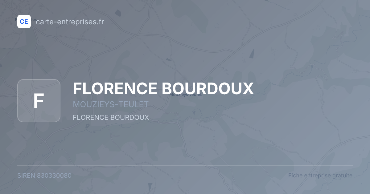 FLORENCE BOURDOUX — 830330080 — fiche entreprise
