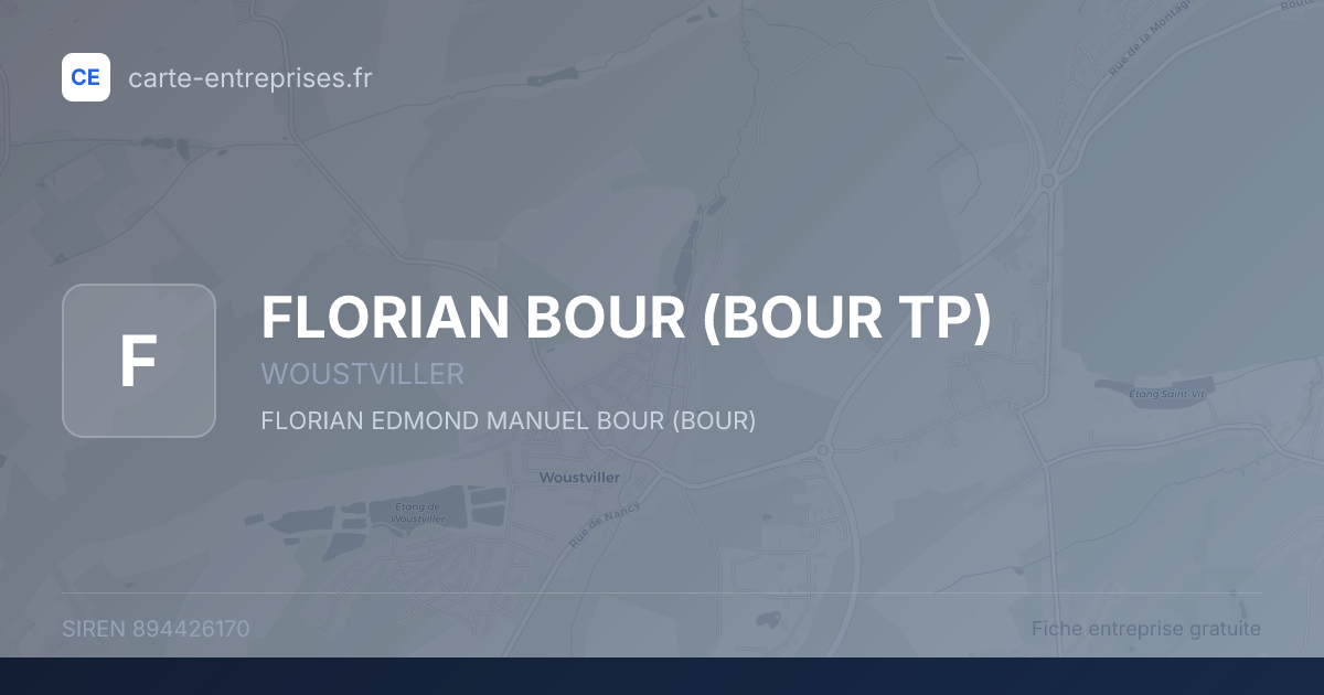 FLORIAN BOUR (BOUR TP) — 894426170 — fiche entreprise