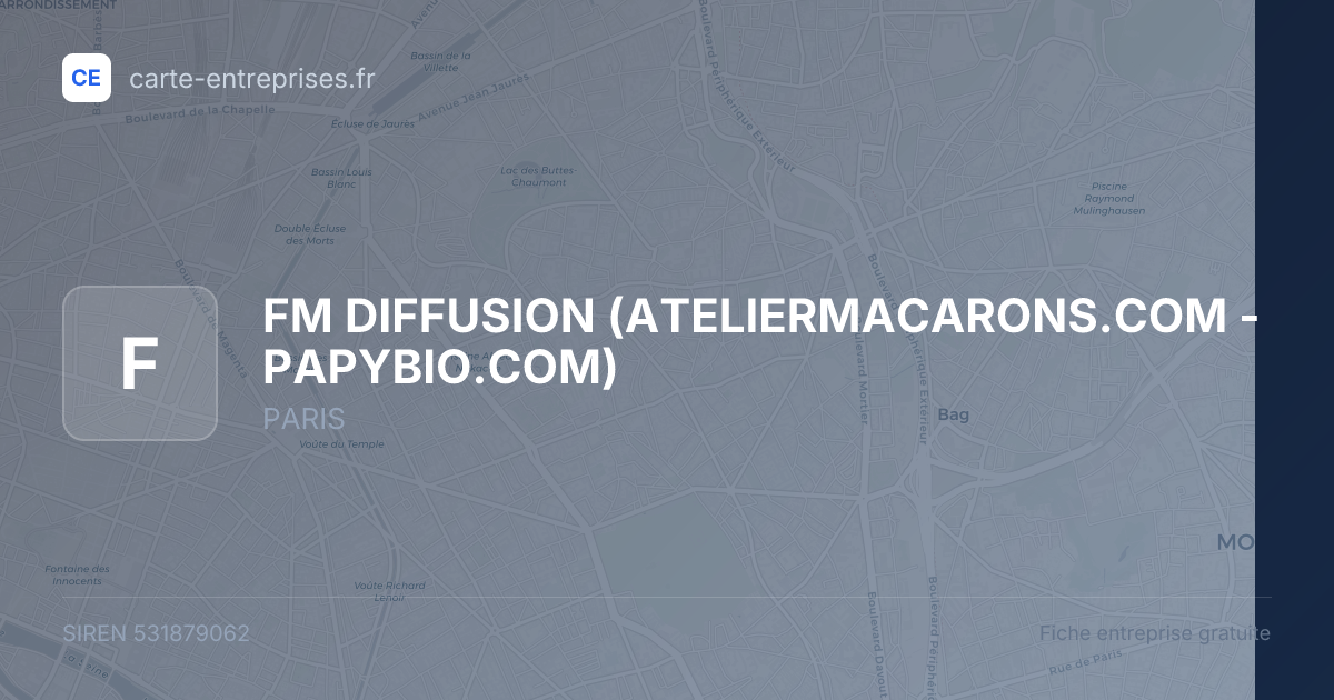 FM DIFFUSION (ATELIERMACARONS.COM - PAPYBIO.COM) — 531879062 — fiche entreprise