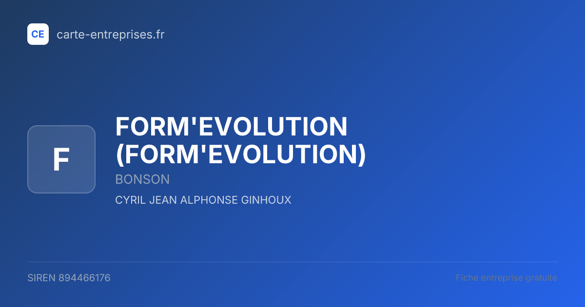 FORM'EVOLUTION — 894466176 — fiche entreprise