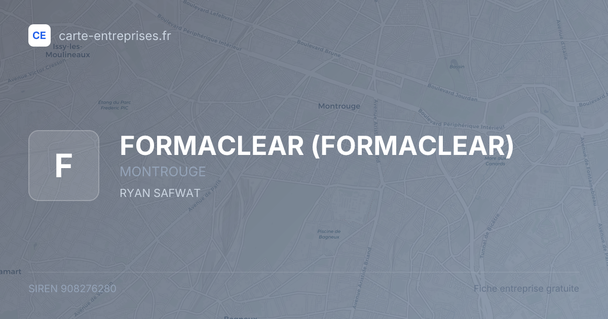 FORMACLEAR — 908276280 — fiche entreprise