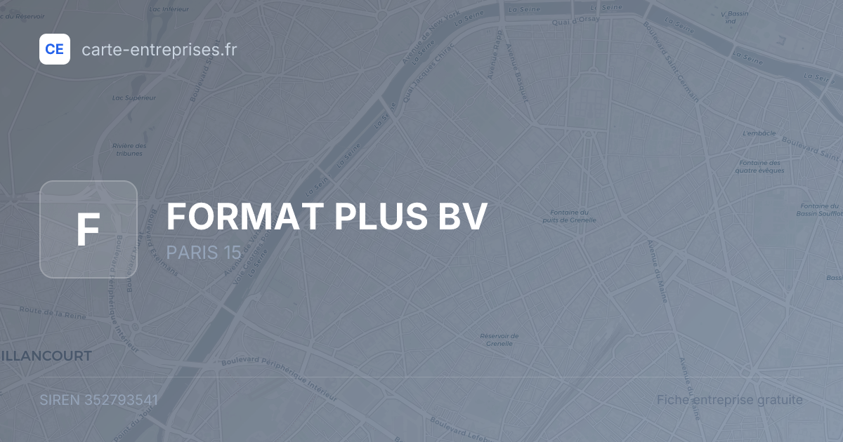 FORMAT PLUS BV — 352793541 — fiche entreprise