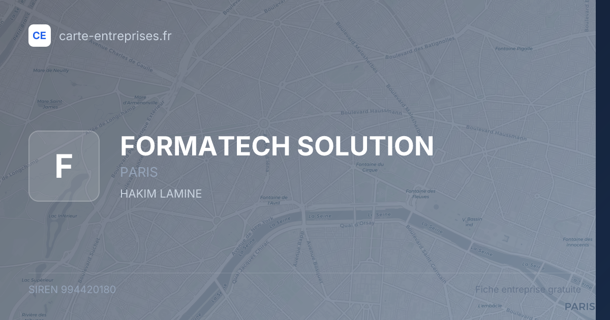 FORMATECH SOLUTION — 994420180 — fiche entreprise