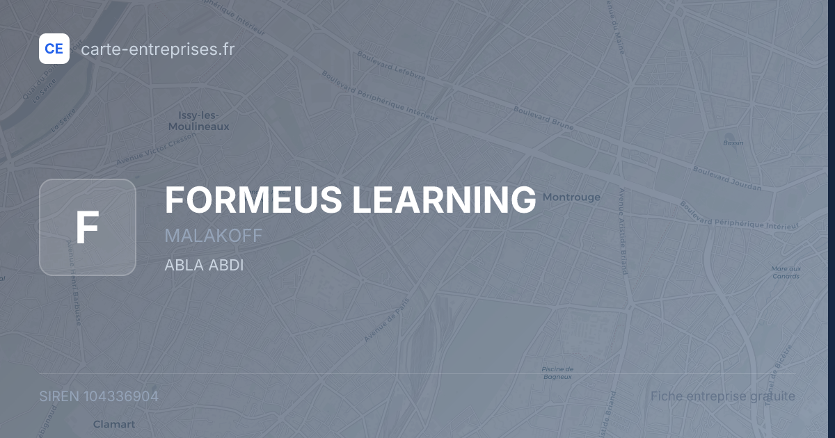 FORMEUS LEARNING — 104336904 — fiche entreprise