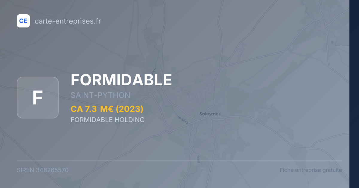 FORMIDABLE — 348265570 — fiche entreprise