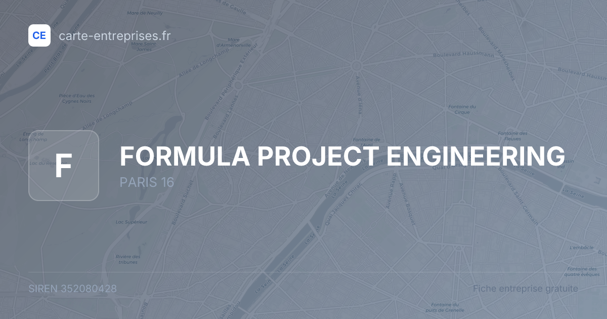 FORMULA PROJECT ENGINEERING — 352080428 — fiche entreprise