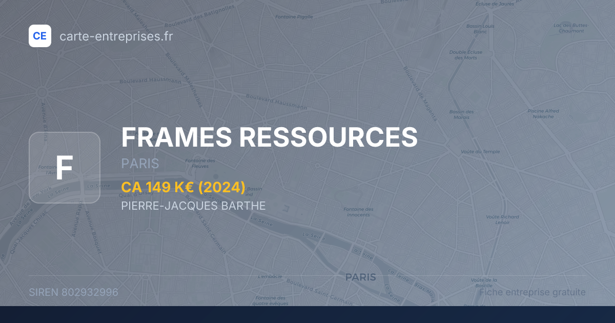 FRAMES RESSOURCES — 802932996 — fiche entreprise