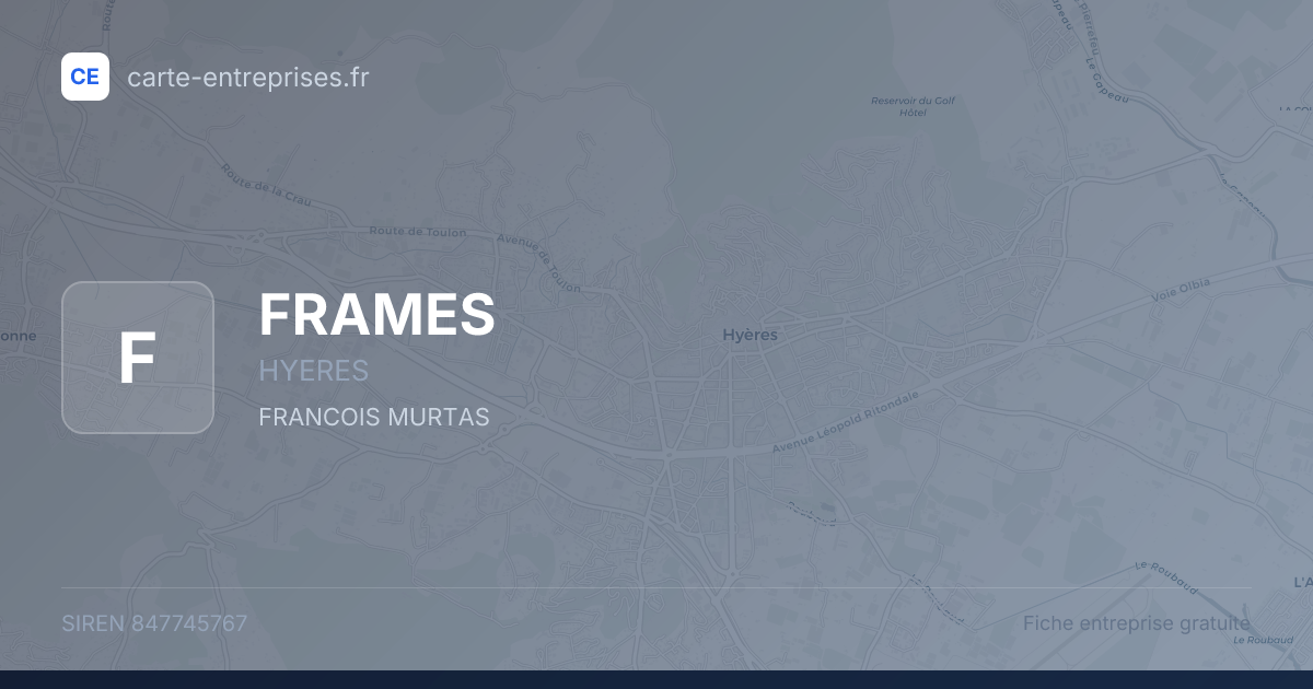 FRAMES — 847745767 — fiche entreprise