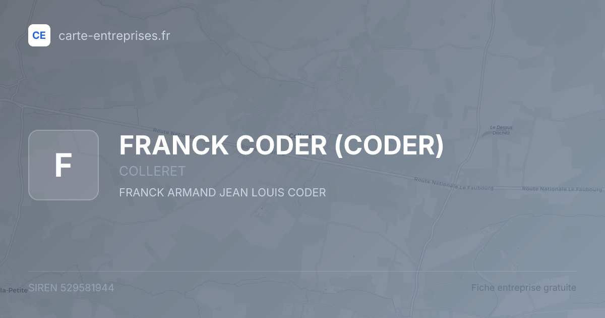FRANCK CODER (CODER) — 529581944 — fiche entreprise