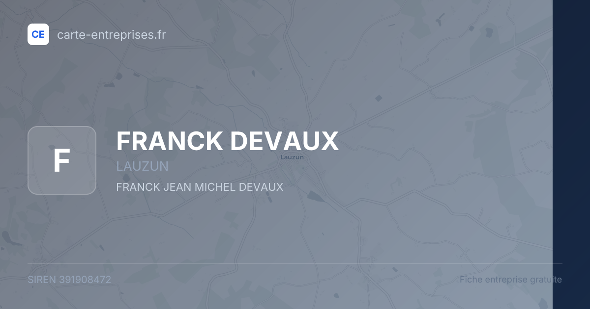 FRANCK DEVAUX — 391908472 — fiche entreprise