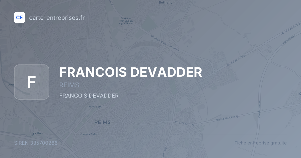 FRANCOIS DEVADDER — 335700266 — fiche entreprise