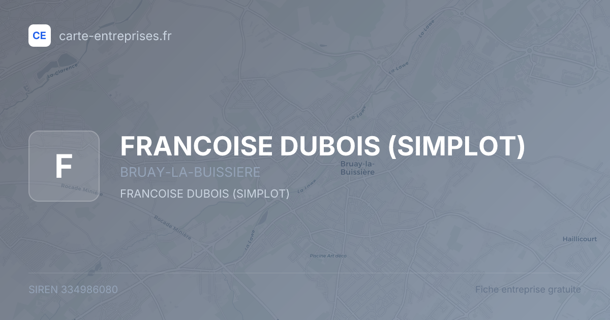 FRANCOISE DUBOIS (SIMPLOT) — 334986080 — fiche entreprise