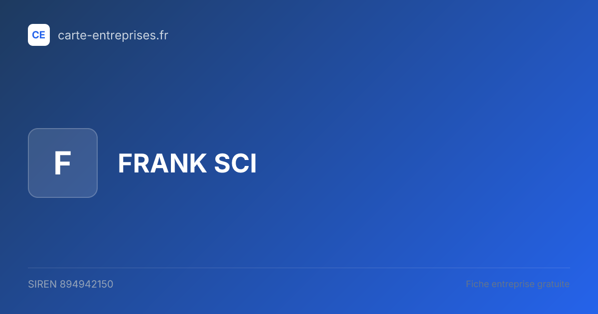 FRANK SCI — 894942150 — fiche entreprise