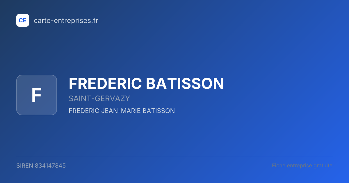 FREDERIC BATISSON — 834147845 — fiche entreprise