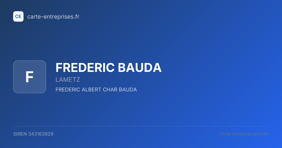 FREDERIC BAUDA — 343163929 — fiche entreprise