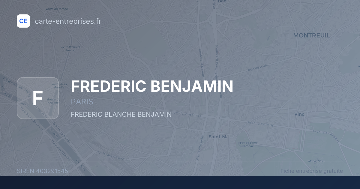FREDERIC BENJAMIN — 403291545 — fiche entreprise