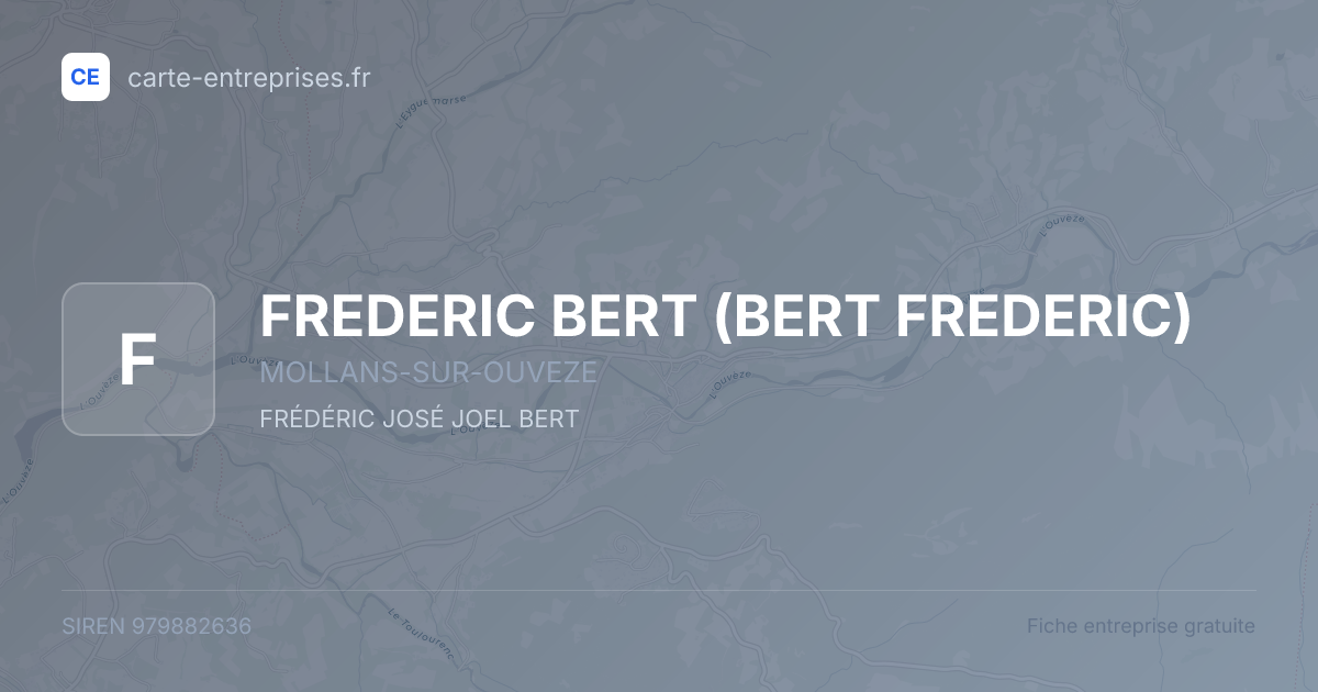 FREDERIC BERT (BERT FREDERIC) — 979882636 — fiche entreprise
