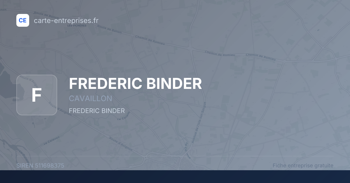 FREDERIC BINDER — 511698375 — fiche entreprise