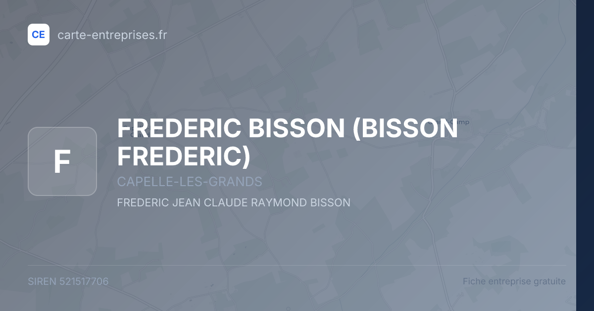 FREDERIC BISSON (BISSON FREDERIC) — 521517706 — fiche entreprise