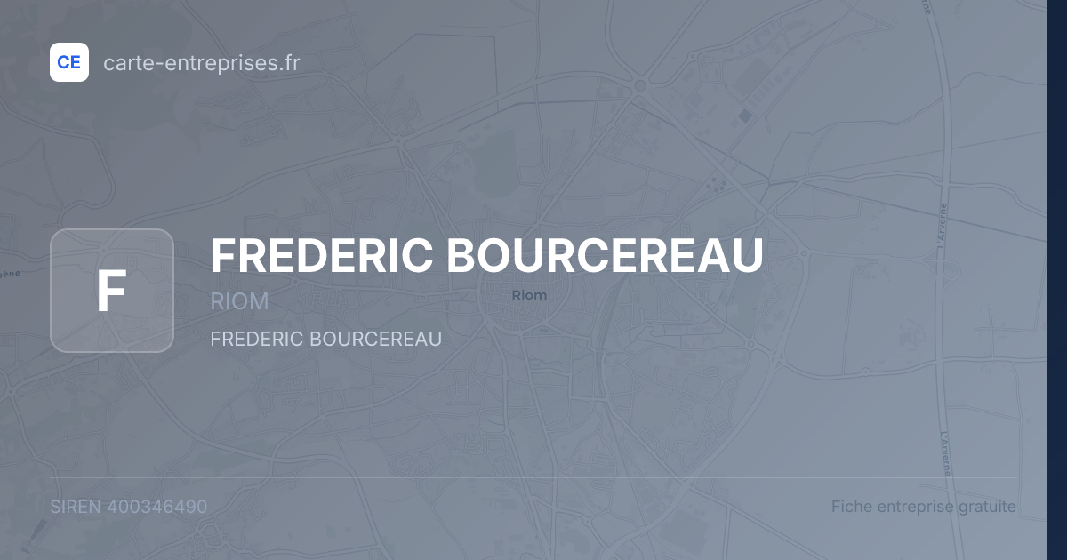 FREDERIC BOURCEREAU — 400346490 — fiche entreprise