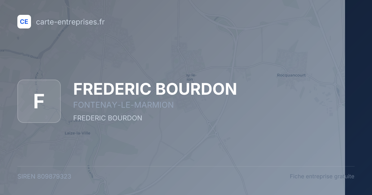 FREDERIC BOURDON — 809879323 — fiche entreprise