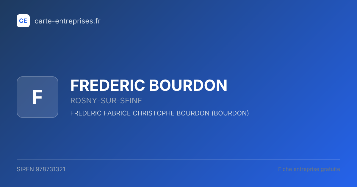 FREDERIC BOURDON — 978731321 — fiche entreprise