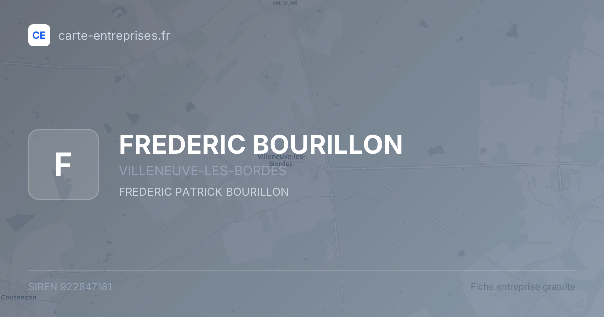 FREDERIC BOURILLON — 922847181 — fiche entreprise