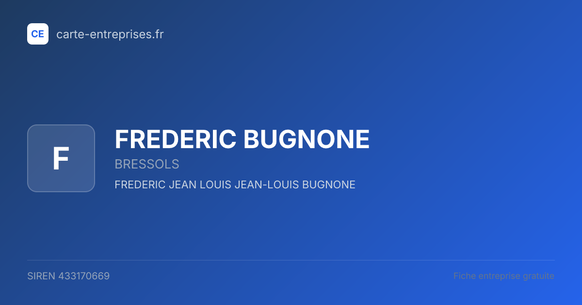 FREDERIC BUGNONE — 433170669 — fiche entreprise