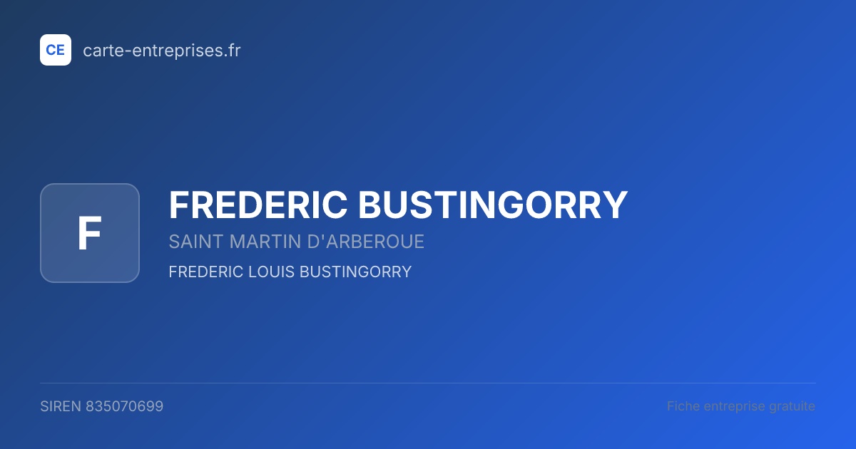 FREDERIC BUSTINGORRY — 835070699 — fiche entreprise