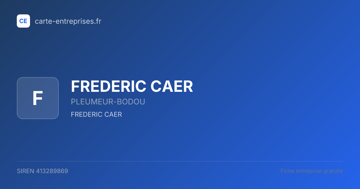 FREDERIC CAER — 413289869 — fiche entreprise