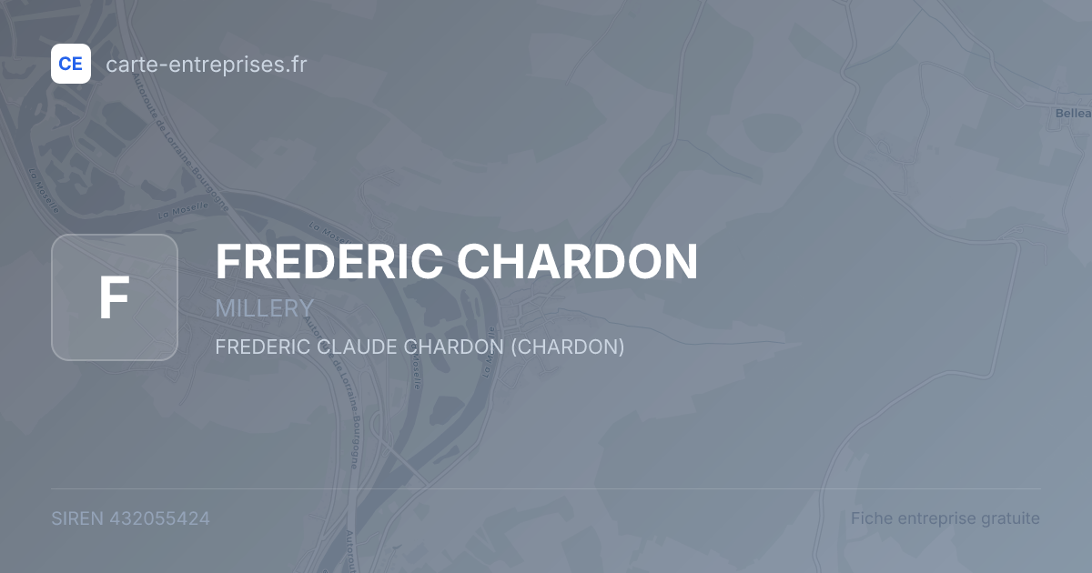 FREDERIC CHARDON — 432055424 — fiche entreprise