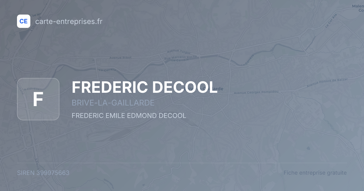 FREDERIC DECOOL — 399975663 — fiche entreprise