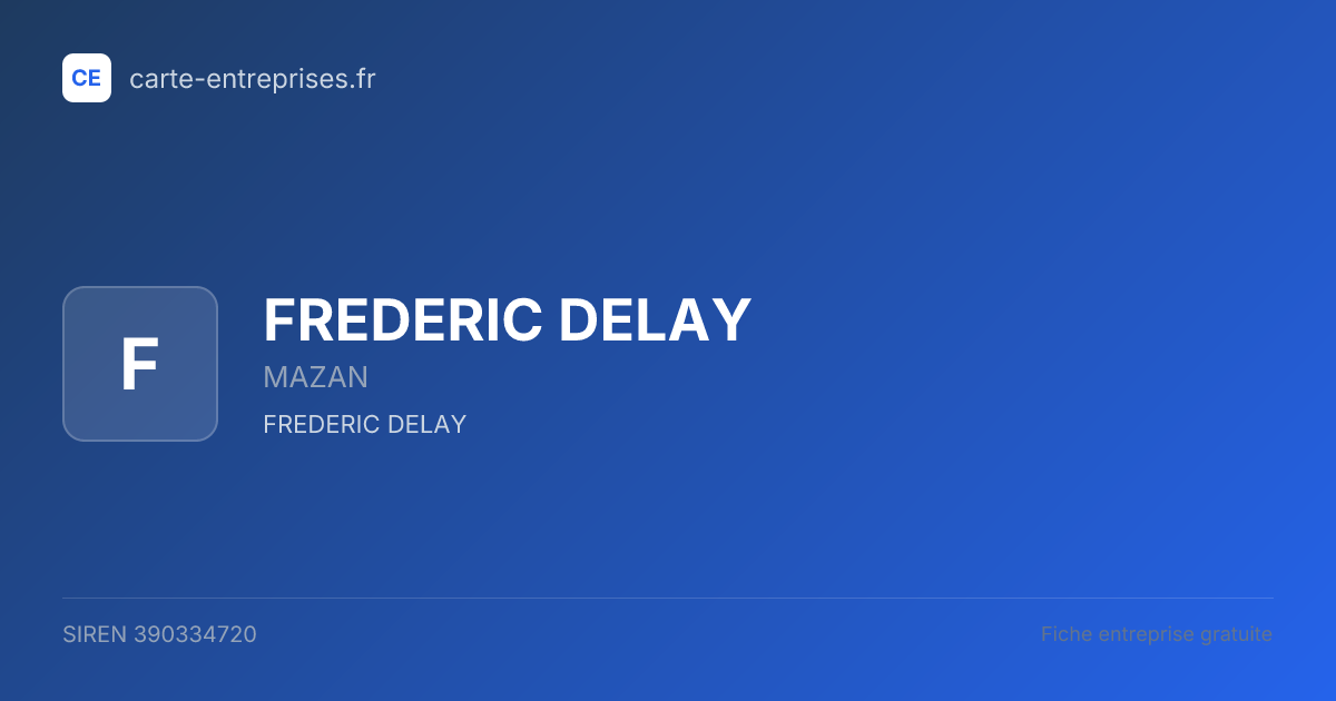 FREDERIC DELAY — 390334720 — fiche entreprise