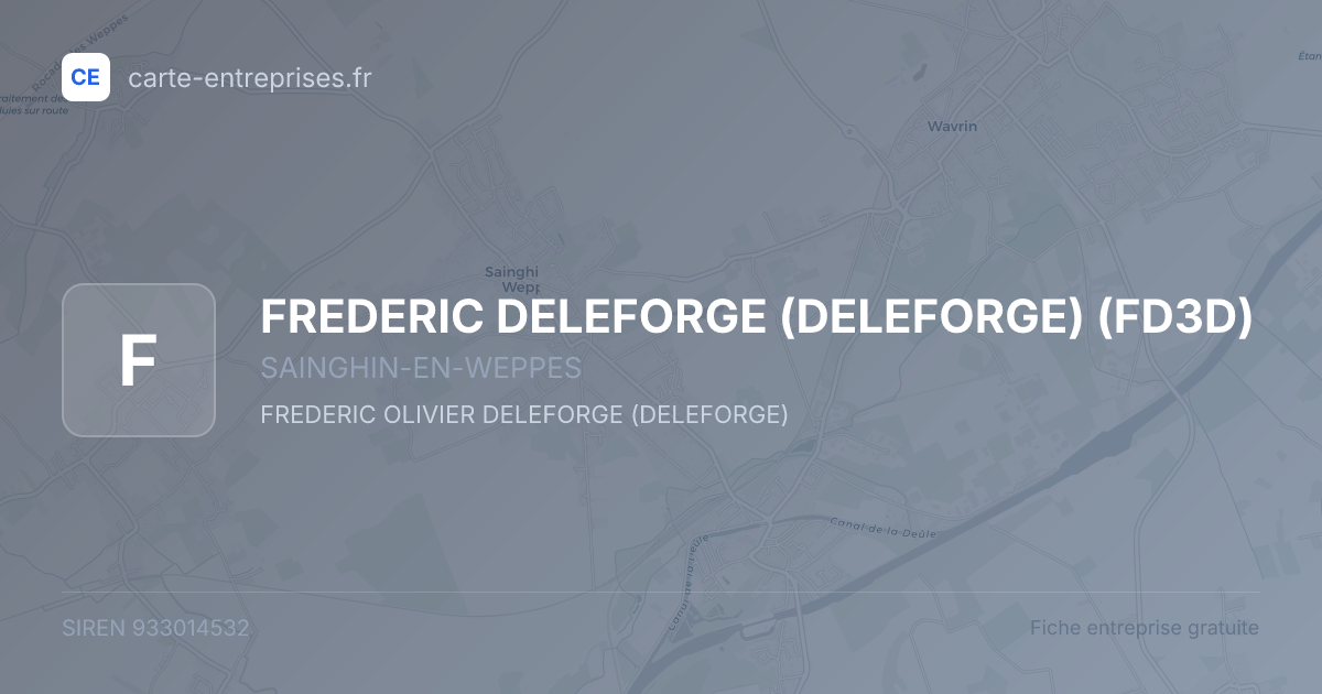 FREDERIC DELEFORGE (DELEFORGE) (FD3D) — 933014532 — fiche entreprise